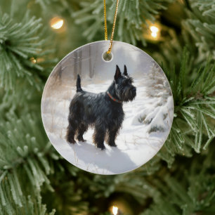 Scottish Terrier Let It Snow Christmas Ceramic Ornament