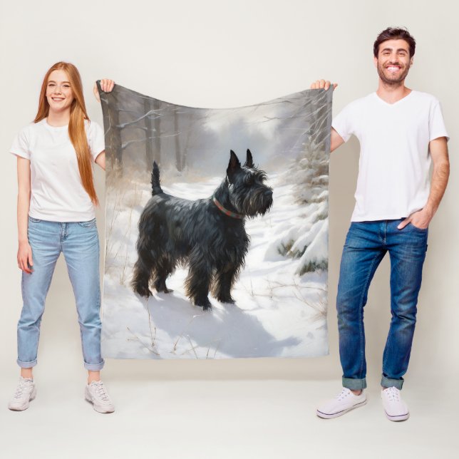 Scottish Terrier Let It Snow Christmas Fleece Blanket (In Situ)