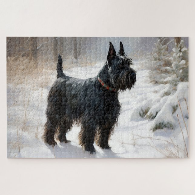 Scottish Terrier Let It Snow Christmas Jigsaw Puzzle (Horizontal)