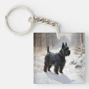 Scottish Terrier Let It Snow Christmas Key Ring