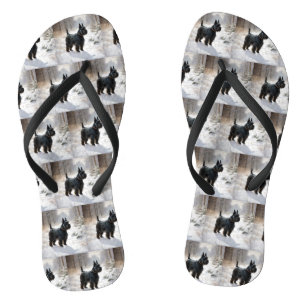 Scottish Terrier Let It Snow Christmas Thongs