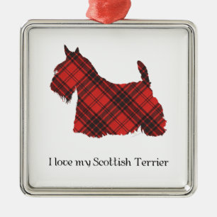 Scottish Terrier Maxwell Tartan Metal Tree Decoration