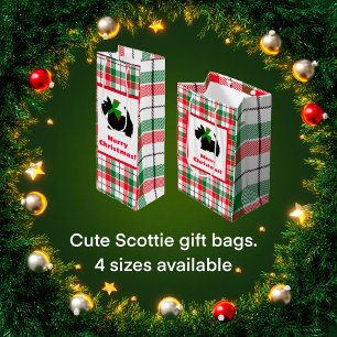 Scottish terrier merry Christmas plaid Medium Gift Bag