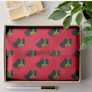 Scottish Terrier Merry Christmas Plaid Tissue Paper