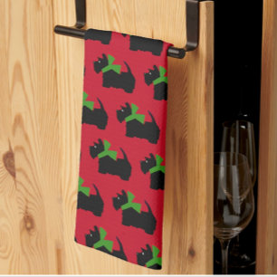 Scottish Terrier Merry Christmas Tea Towel