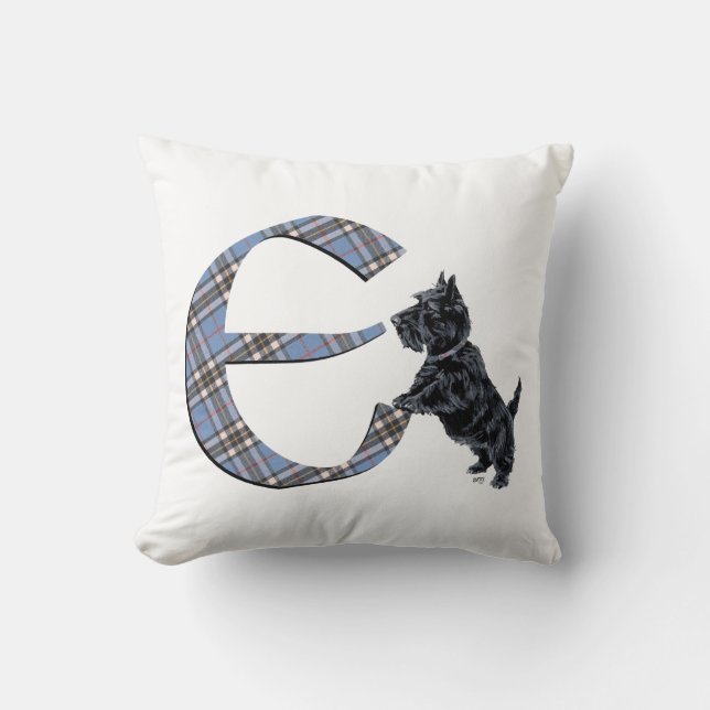 Scottish Terrier Monogram E Pillow (Front)