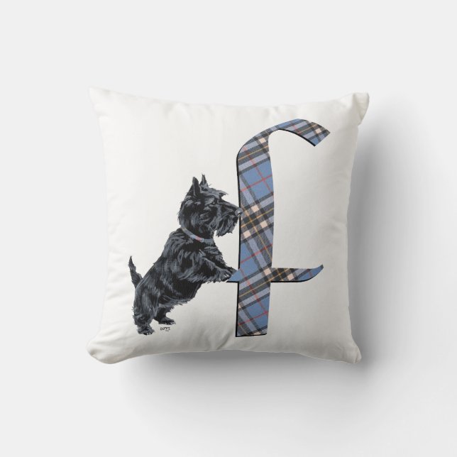 Scottish Terrier Monogram F Pillow (Front)