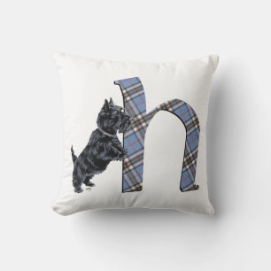 Scottish Terrier Monogram H Pillow