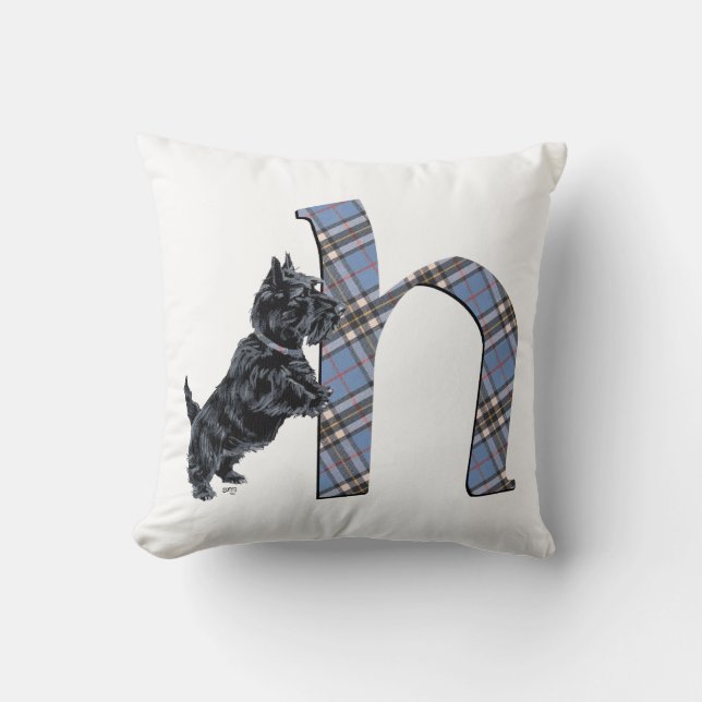 Scottish Terrier Monogram H Pillow (Front)