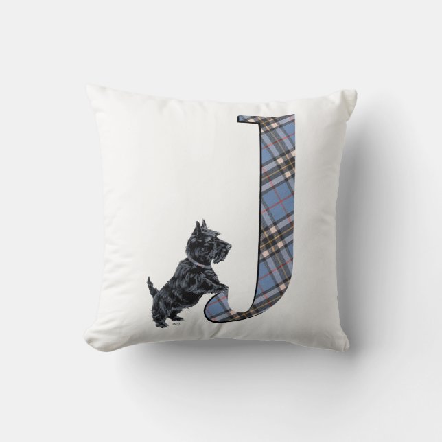 Scottish Terrier Monogram J Pillow (Front)