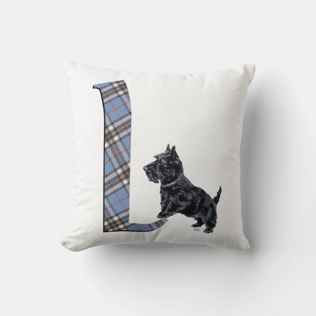 Scottish Terrier Monogram L Pillow (Front)