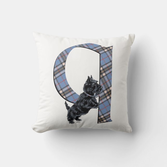 Scottish Terrier Monogram Q Pillow (Front)