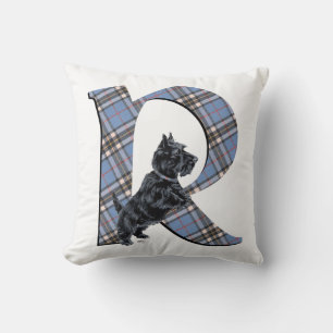 Scottish Terrier Monogram R Pillow