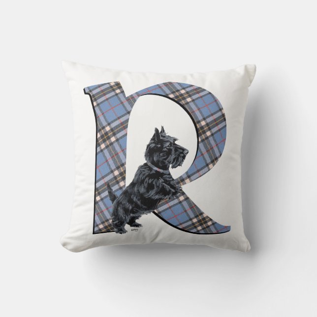 Scottish Terrier Monogram R Pillow (Front)