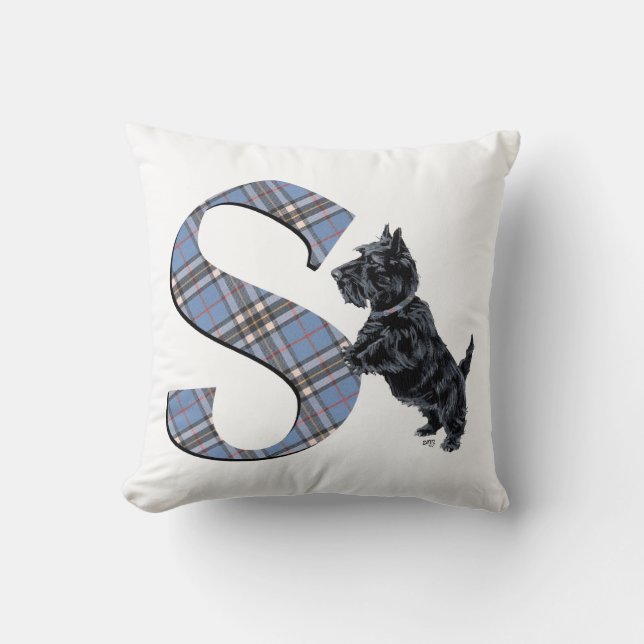 Scottish Terrier Monogram S Pillow (Front)