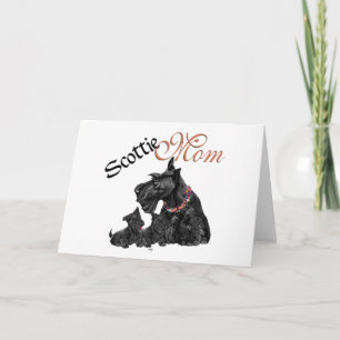 Scottish Terrier Mum & Pups for Mother's Day Card
