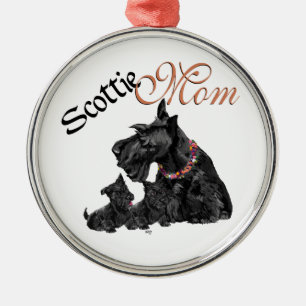Scottish Terrier Mum & Pups Metal Ornament