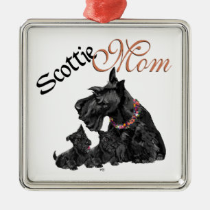 Scottish Terrier Mum & Pups Metal Ornament