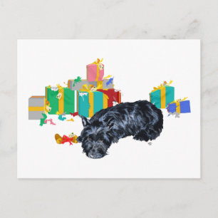 Scottish Terrier Nap Christmas Holiday Postcard