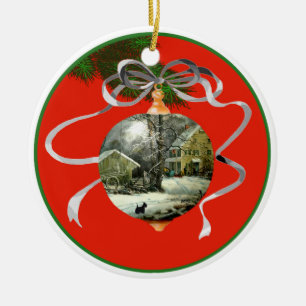 Scottish Terrier Old Fashioned Winter Ceramic Ornament