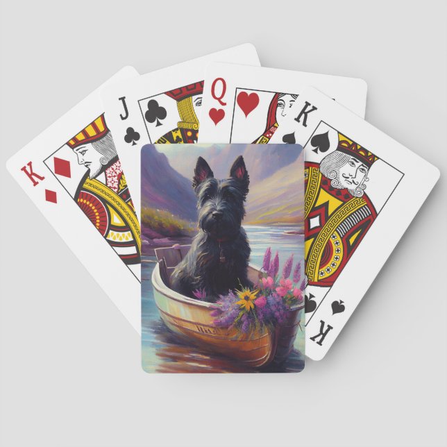 Scottish Terrier on a Paddle: A Scenic Adventure Playing Cards (Back)