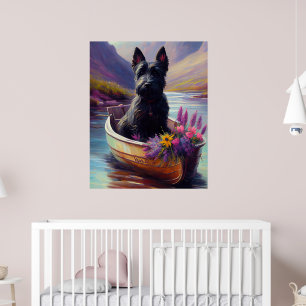 Scottish Terrier on a Paddle: A Scenic Adventure Poster