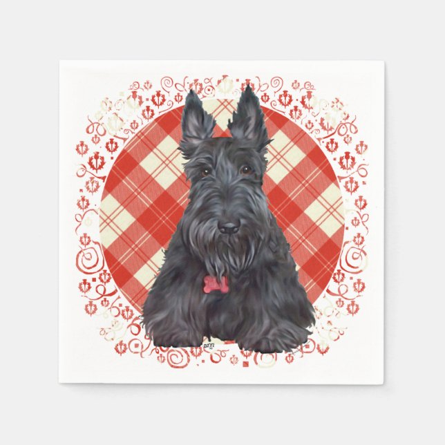 Scottish Terrier on Tartan Napkin (Front)
