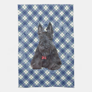 Scottish Terrier on Tartan Tea Towel