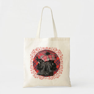 Scottish Terrier on Tartan Tote Bag