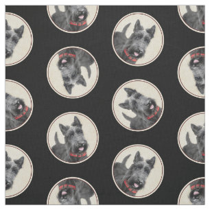 Scottish Terrier Painting Black Original Dog Art Fabric