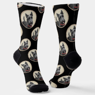 Scottish Terrier Painting Black Original Dog Art Socks