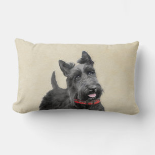 Scottish Terrier Painting - Cute Original Dog Art Lumbar Cushion