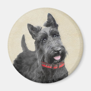 Scottish Terrier Painting - Cute Original Dog Art Magnet