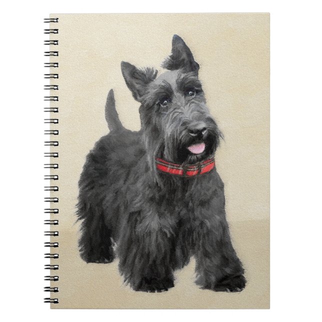 Scottish Terrier Painting - Cute Original Dog Art Notebook (Front)
