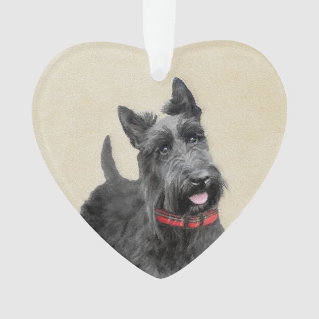 Scottish Terrier Painting - Cute Original Dog Art Ornament (Front)