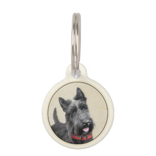 Scottish Terrier Painting - Cute Original Dog Art Pet Tag