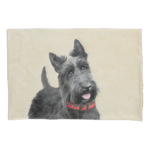 Scottish Terrier Painting - Cute Original Dog Art Pillowcase
