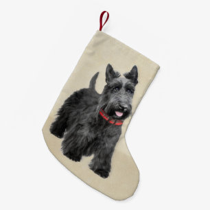 Scottish Terrier Painting - Cute Original Dog Art Small Christmas Stocking