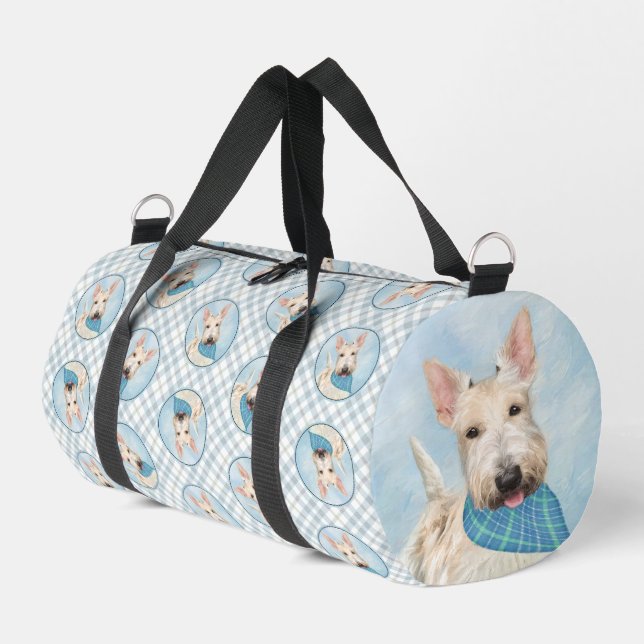 Scottish Terrier Painting Wheaten Original Dog Art Duffle Bag (Left Corner)