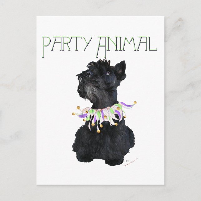 Scottish Terrier Party Animal Invitation Postcard (Front)