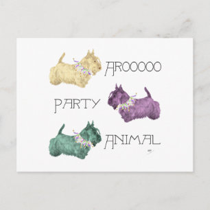 Scottish Terrier Party Animals Invitation Postcard
