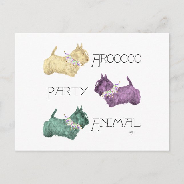 Scottish Terrier Party Animals Invitation Postcard (Front)