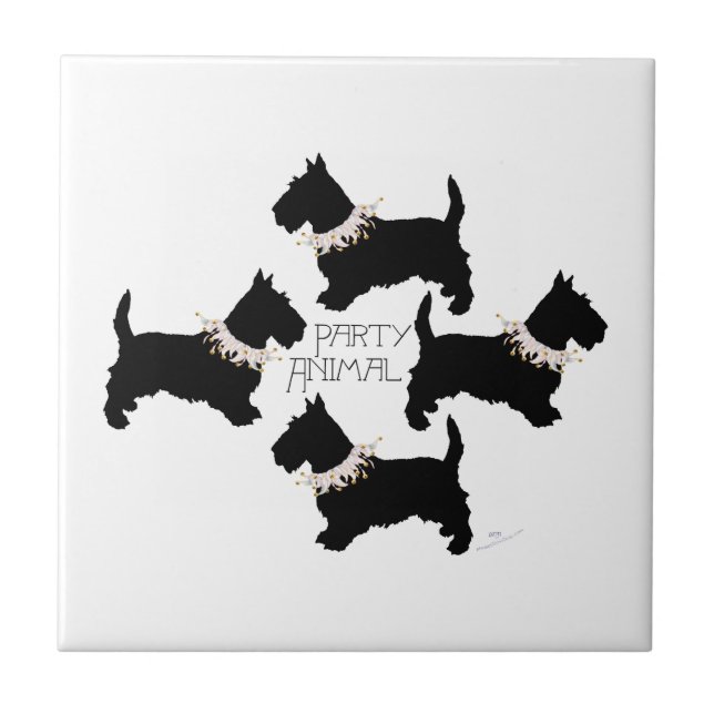 Scottish Terrier Party Ceramic Tile (Front)