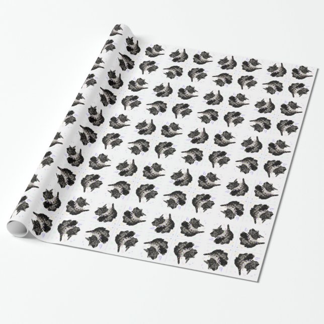 Scottish Terrier Party Wrapping Paper (Unrolled)