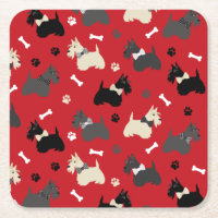 Scottish Terrier Paws and Bones Red