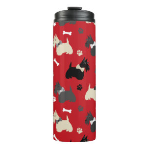 Scottish Terrier Paws and Bones Red Thermal Tumbler