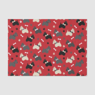 Scottish Terrier Paws and Bones Red Tissue Paper
