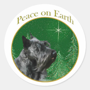 Scottish Terrier Peace Classic Round Sticker