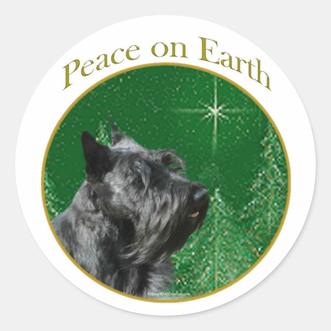 Scottish Terrier Peace Classic Round Sticker (Front)