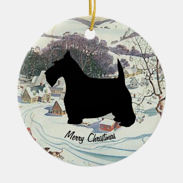 Scottish Terrier Personalise Ceramic Ornament (Front)
